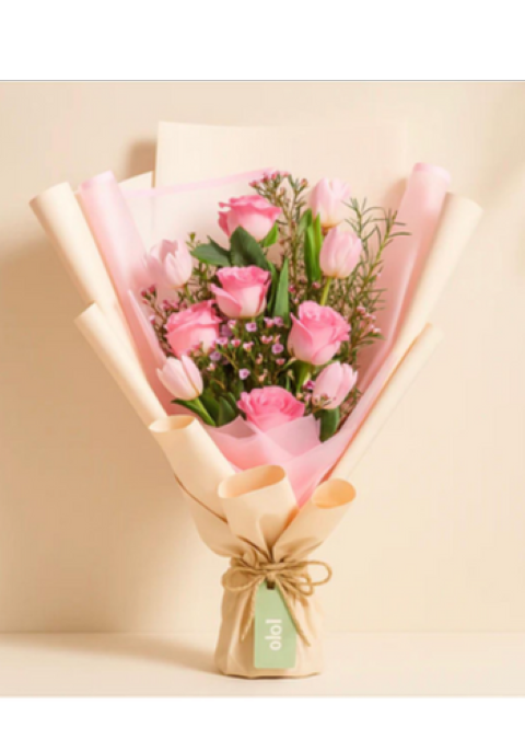 💐 Spring Poise Tulip & Rose Bouquet